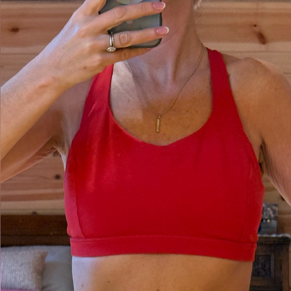 Lululemon Red Strappy Back Sports Bra | Size M | Medium Support Yoga - Picture 7 of 8